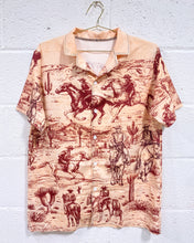 Load image into Gallery viewer, Peach Button Up with Cowboy Motif (M)
