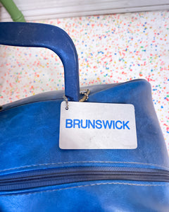 Vintage Blue Brunswick Bowling Bag with Ball