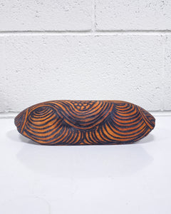 Vintage Carved Wood Ovular Tray with Swirls