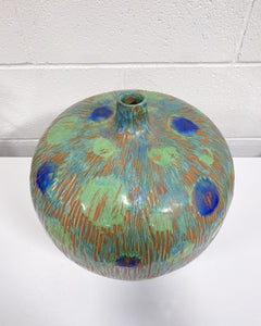 Bulbous Ceramic Peacock Vase