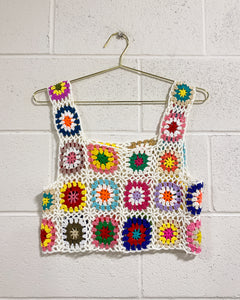 Granny Squares Knit Crop Top