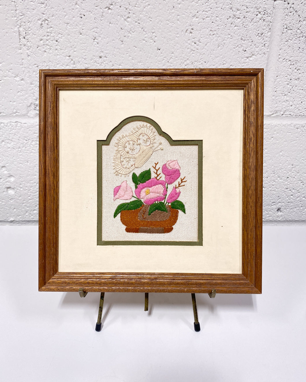 Vintage Floral Embroidered Art