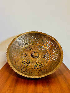 Vintage Hammered Copper Pedestal Fruit Bowl