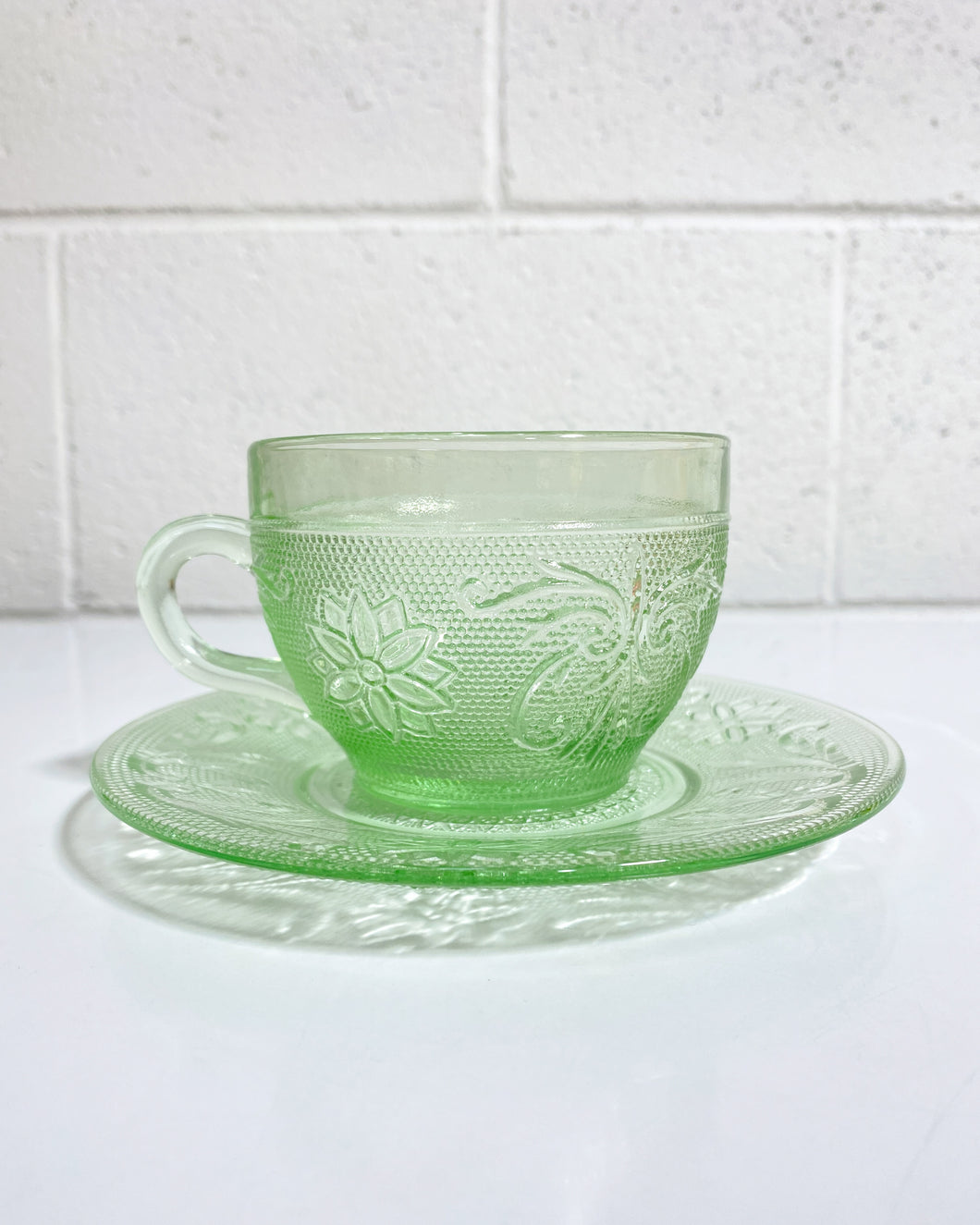 Depression Glass Coffee Cup and Saucer