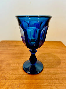 Vintage Williamsburg Cobalt Blue Imperial Stemmed Water Glasses set of 3