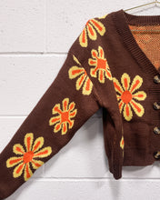 Load image into Gallery viewer, Brown and Orange Flower Power Cardigan
