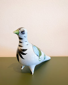 Vintage Handpainted Bird in Blues and Greens