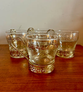 Vintage Libby Gold Greek Key Coffee Cup Set of Five