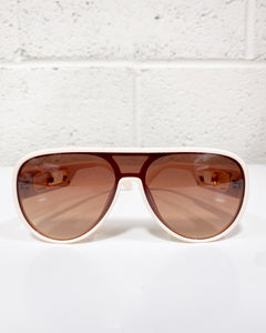 Cream Aviator Sunnies with Brown Lenses