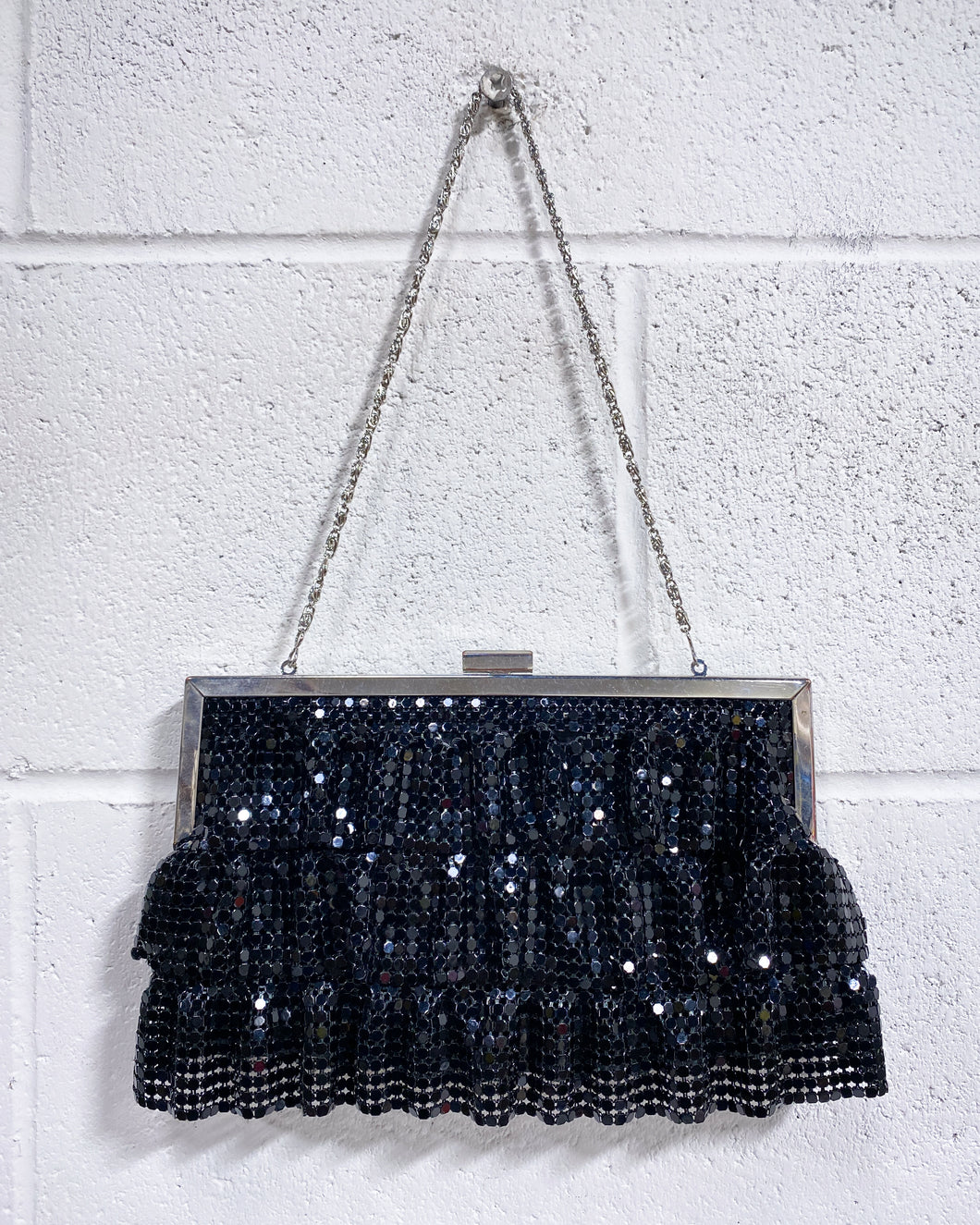 Black Bead Mesh Evening Bag