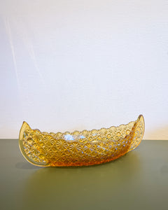 Vintage Fenton Amber Canoe Dish