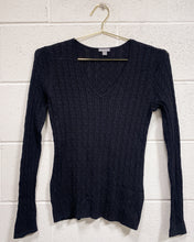 Load image into Gallery viewer, Knit Black V-Neck Sweater (M)
