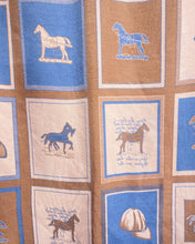 Load image into Gallery viewer, Large Equestrian Scarf/Throw in Blue and Beige
