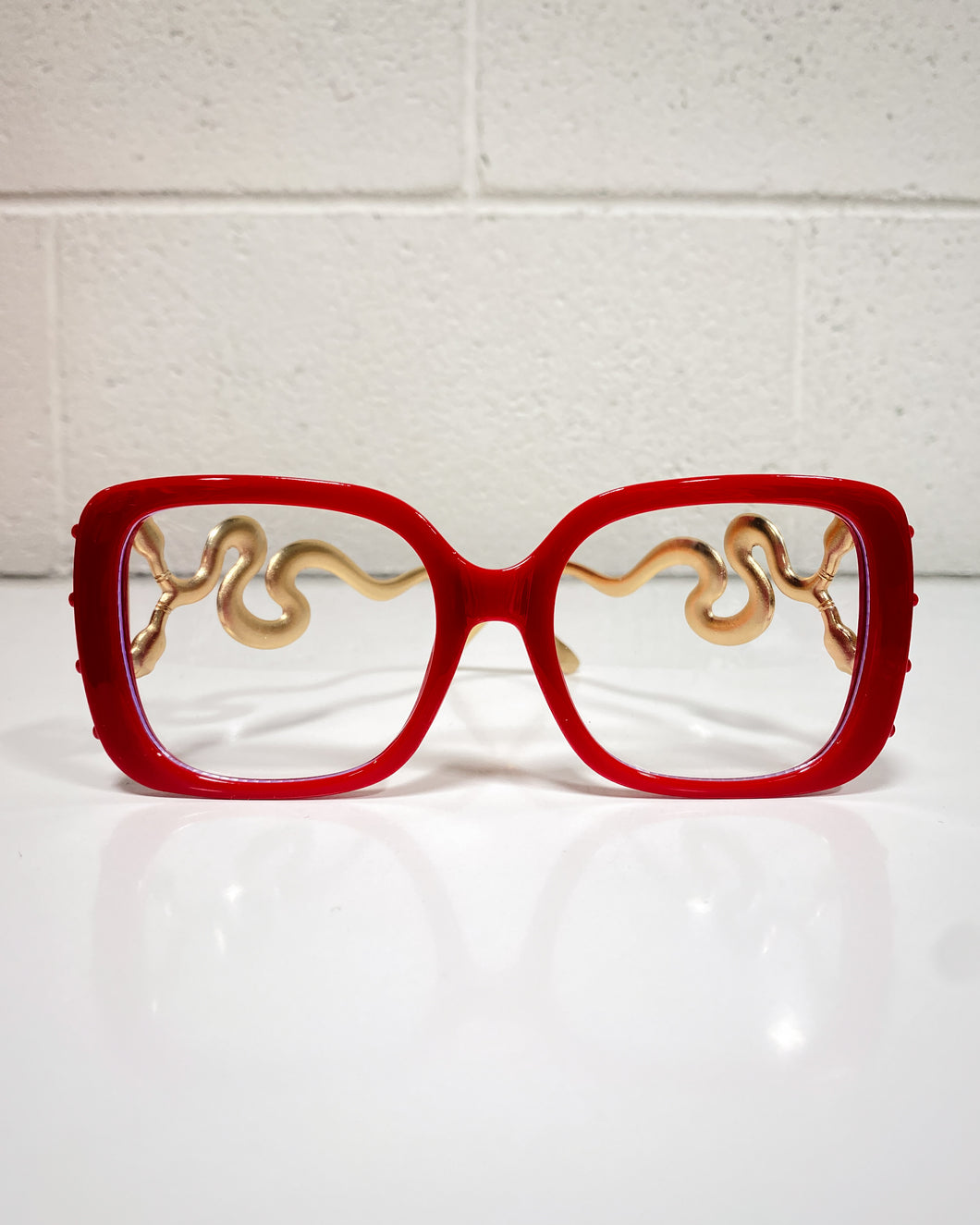 Red Glasses with Snake Temples