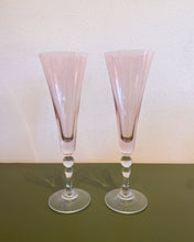 Load image into Gallery viewer, Vintage Pair of Pink Fluted Wine Glasses with Clear Stems
