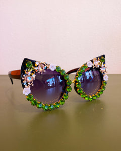 Jeweled Black Cat Eye Sunnies