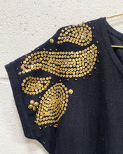 Load image into Gallery viewer, Knit Black Dress with Gold Sequin Detail (S)
