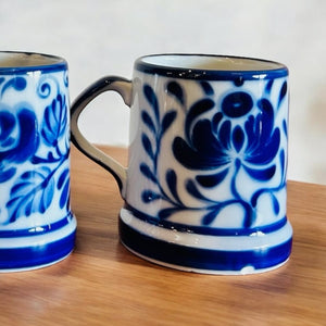 Nordic Blue and White Floral Stoneware Mug, CJ Peterson