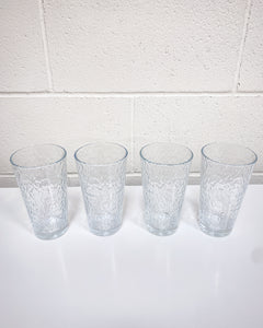 Vintage Set of 4 Crinkle Glasses