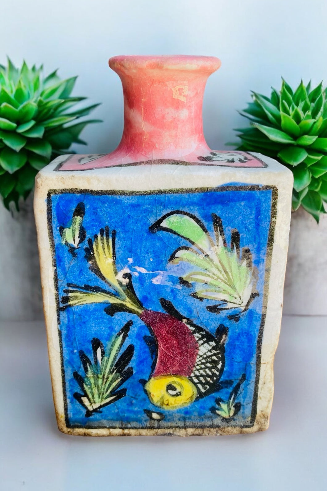 Hand painted Vintage Ceramic Vase Decanter