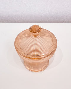 Pink Depression Glass Sugar Bowl with Lid