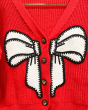 Load image into Gallery viewer, Red Cardigan with White Bow Detail (M)
