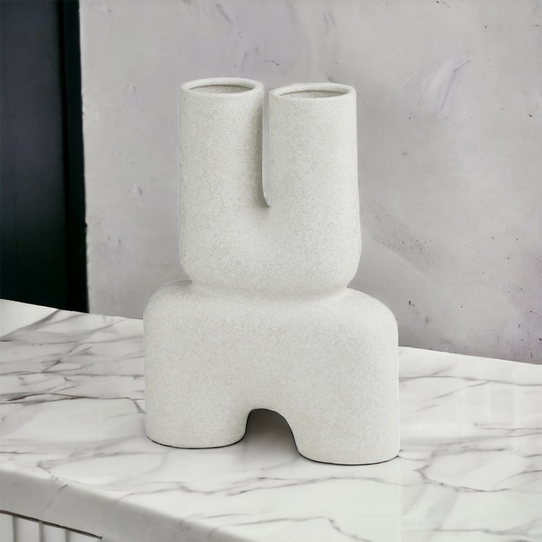 Remi Sculptural Ceramic Vase in White