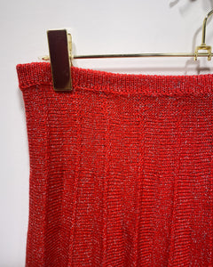 Vintage Knit Sparkly Red Skirt - As Found