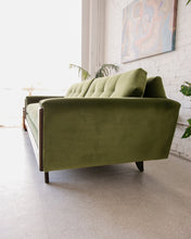 Load image into Gallery viewer, 80&quot; Desmond Walnut Framed Sofa in Olive Green
