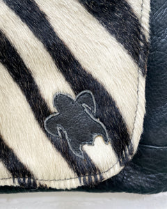 Black Crossbody Bag with Zebra Motif