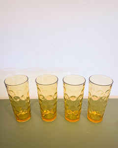 Vintage Hazel Atlas Amber Drinking Glasses - Set of 4