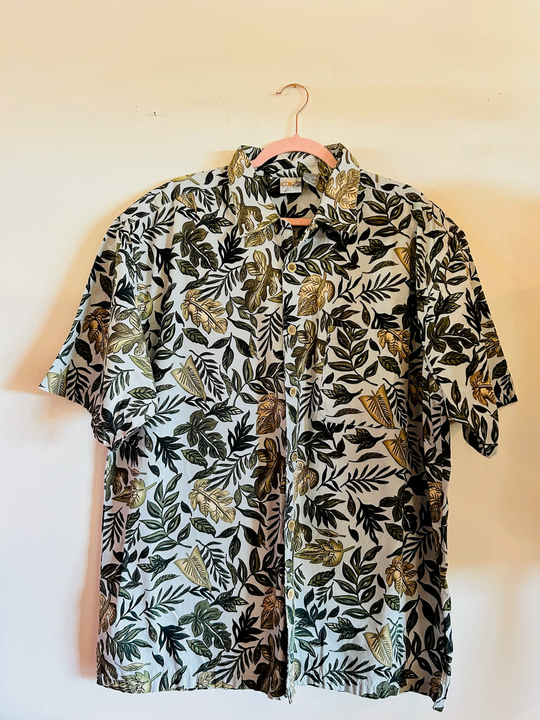 Green Gold Leaf Hawaiian shirt