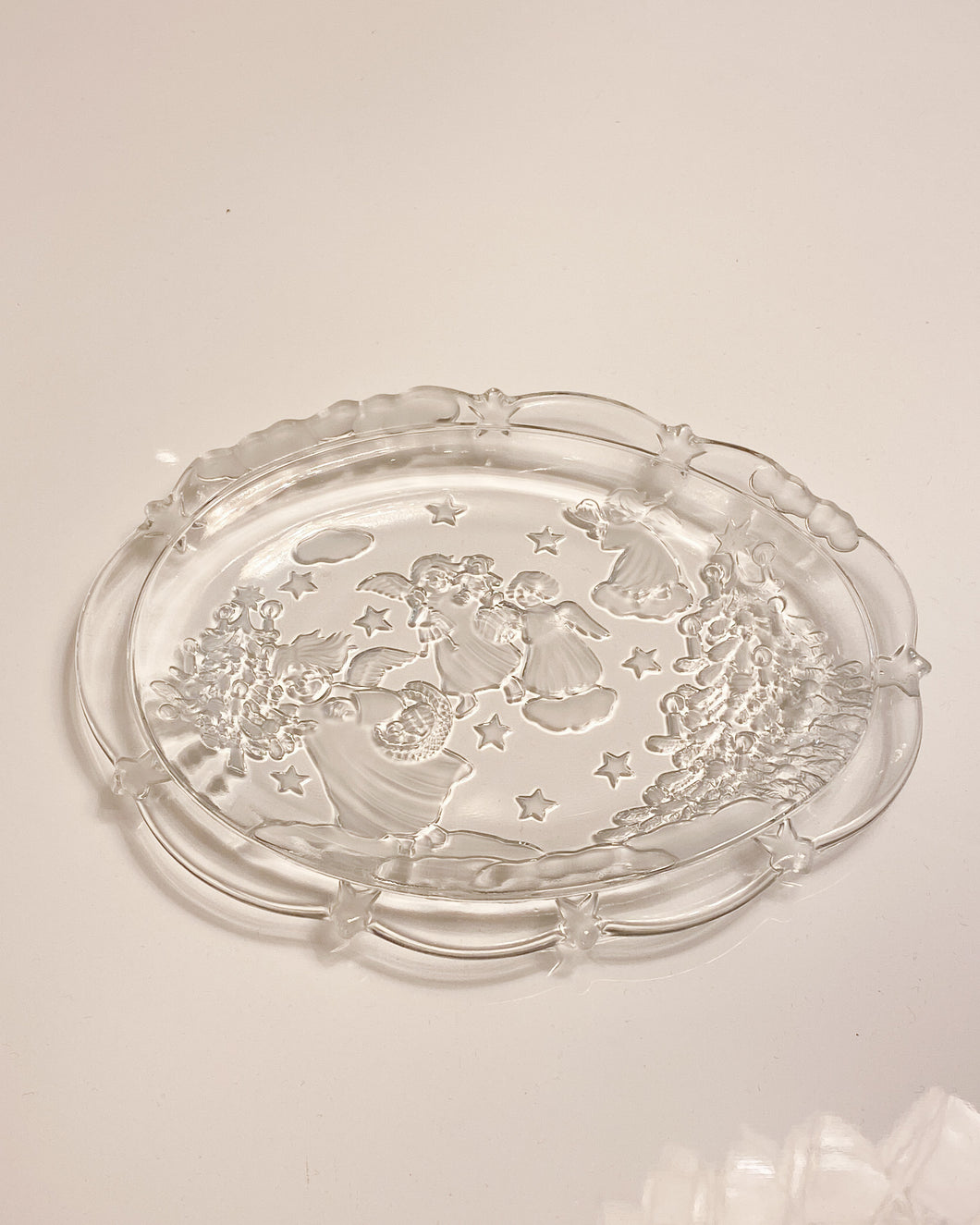 Mikasa Holiday Lights Glass Tray with Angels