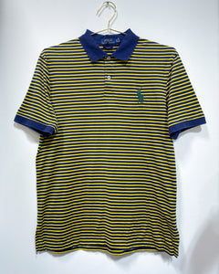 Blue and Yellow Striped Polo Shirt (M)