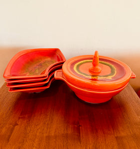 Ceramic Chips and Dip Platter  6 pieces Bowl