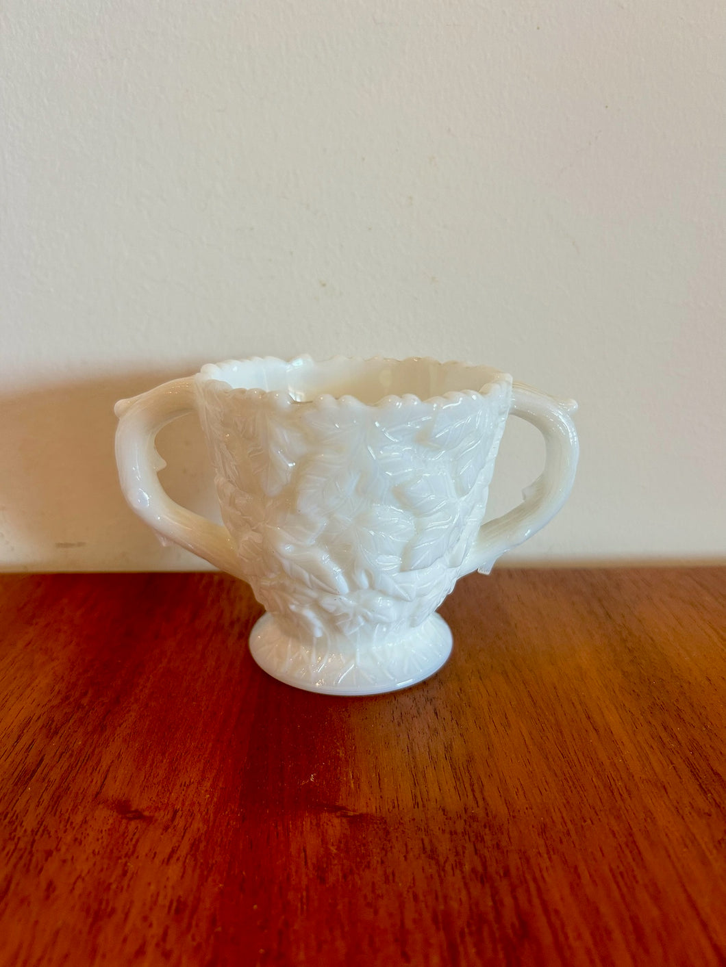 Milk Glass Ivy Sugar Bowl