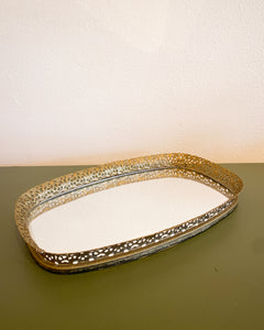 Vintage Oval Gold Vanity Tray