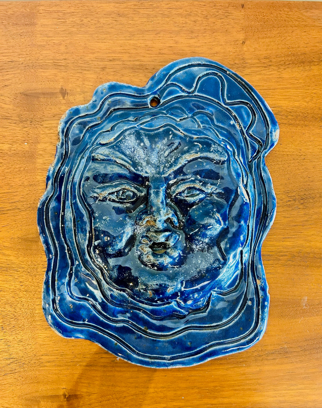 Cobalt Blue Face Sculpture