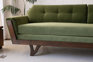 80" Desmond Walnut Framed Sofa in Olive Green