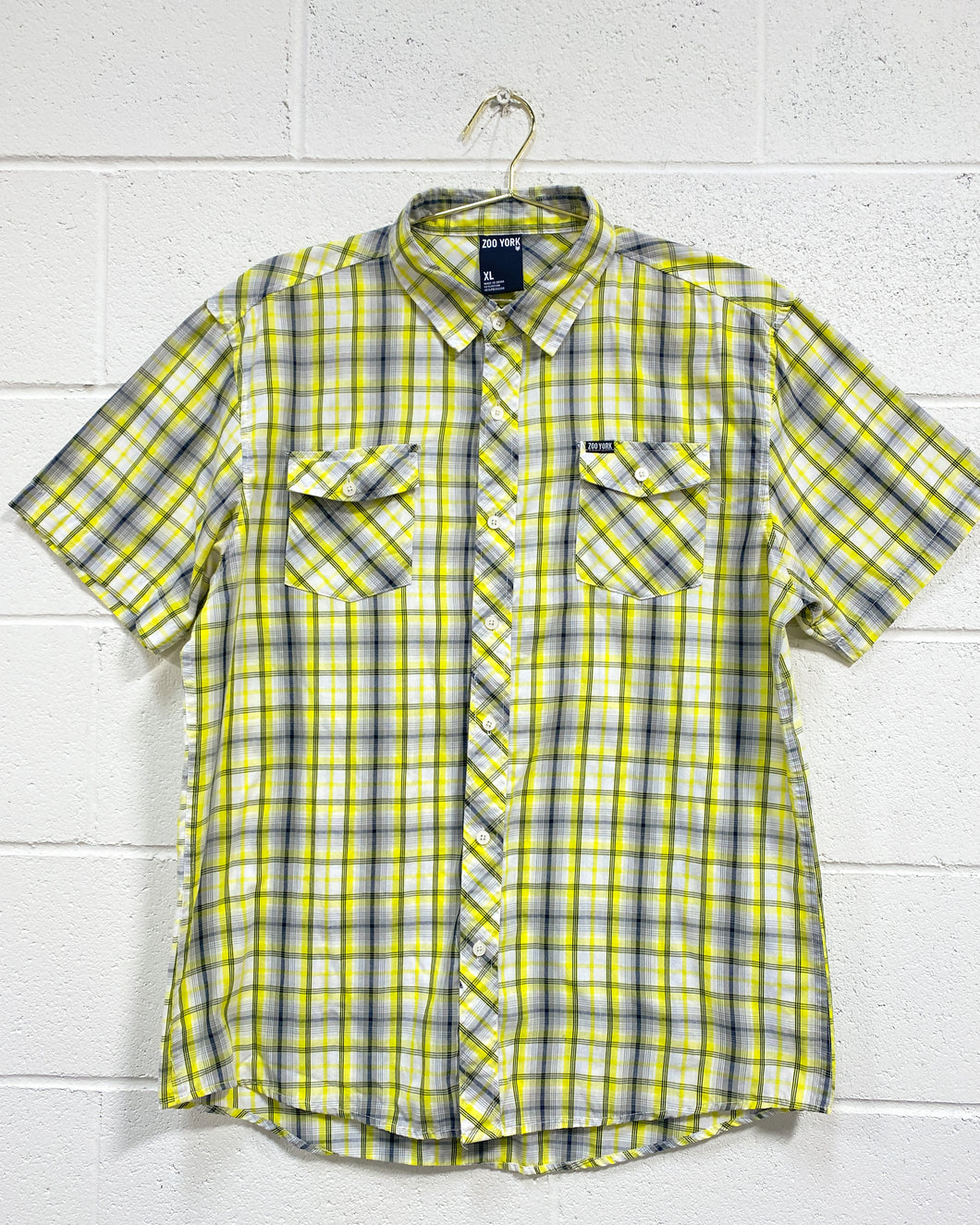 Zoo York Yellow Plaid Button Up (XL)