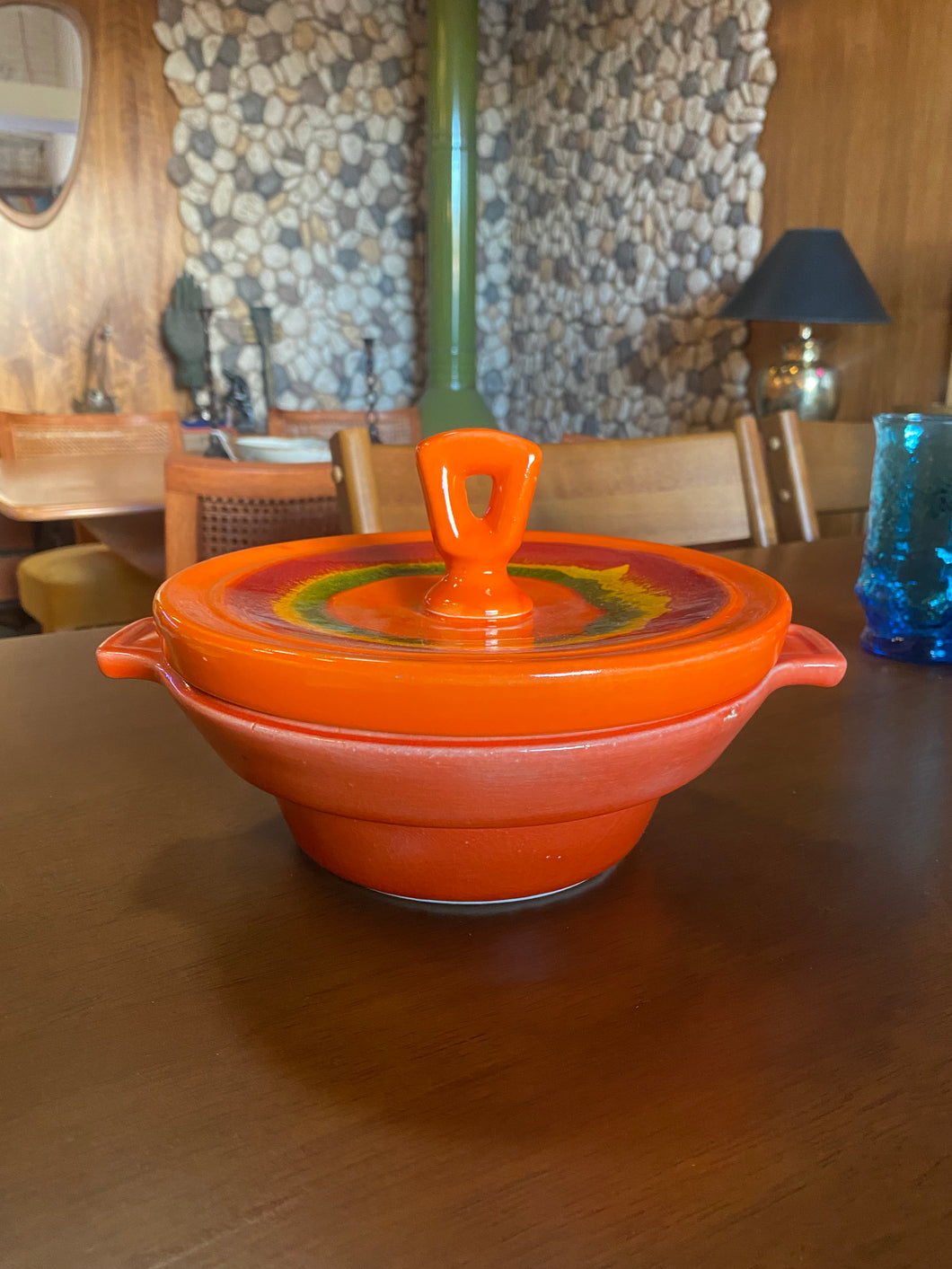 Orange Ceramic Bowl with Lid