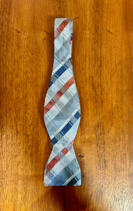 Silver Plaid Bow Tie