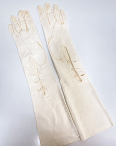 Vintage Delicate White Leather Gloves (7)