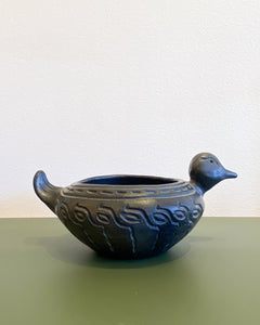 Vintage Black Ceramic Duck Bowl