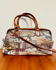 Canvas & Leather Crossover Handbag