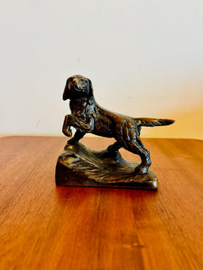 Vintage Bronze Setter Dog on the Hike on Natural Stone