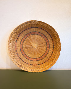 Vintage Round Wicker Tray