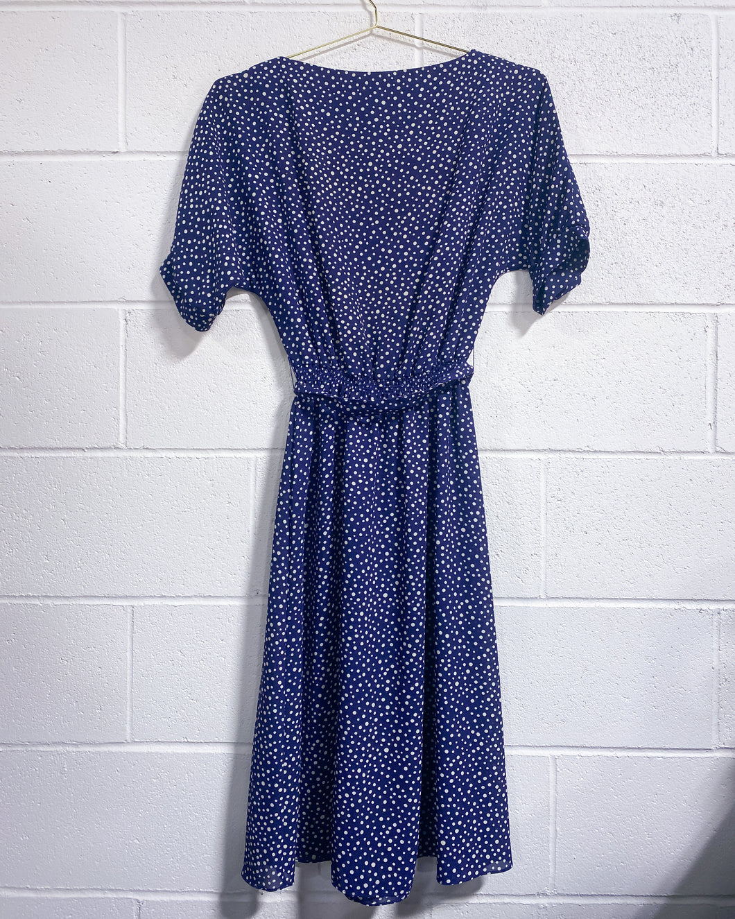 Vintage Navy Blue Polka Dot Dress (10)