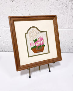 Vintage Floral Embroidered Art