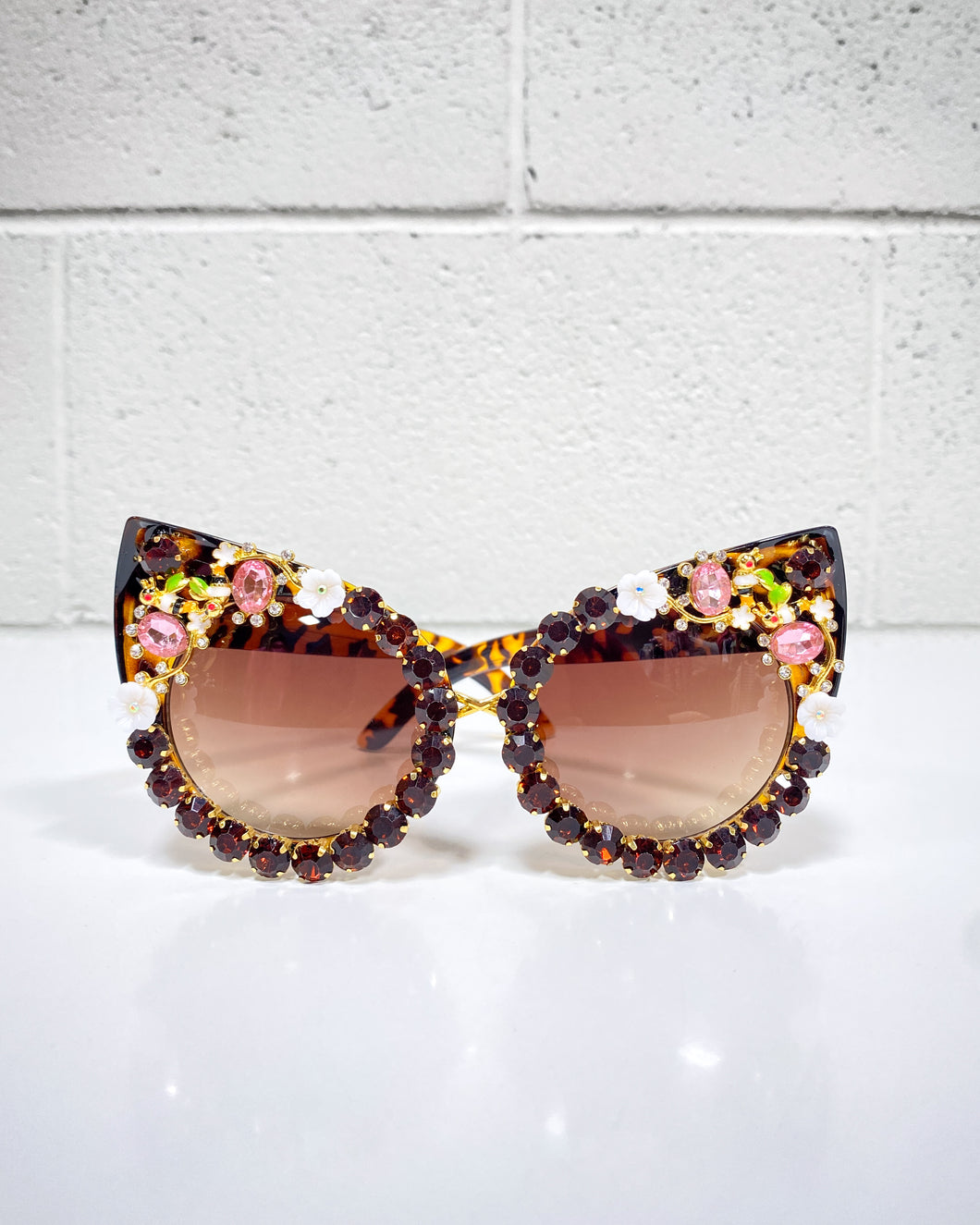 Jeweled Cat Eye Tortoise Sunnies